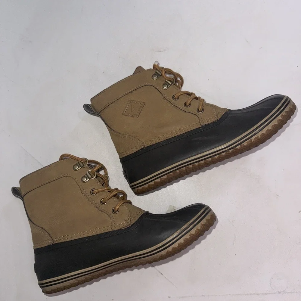Sperry Port‎ Shoes Brown Tan Lace Up Comfort Rain Duck Boots Youth Kids Size 4M